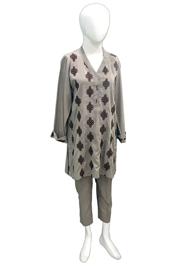 1072-MINK EMBROIDERED LINEN STITCHED