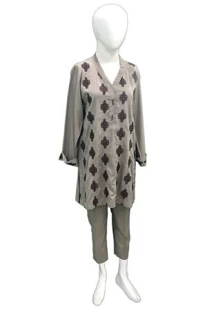 1072-MINK EMBROIDERED LINEN STITCHED