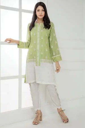 2235-PISTA-GREEN EMBROIDERED LAWN STITCHED
