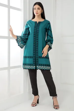 2242-MIDNIGHT-GREEN EMBROIDERED LAWN STITCHED