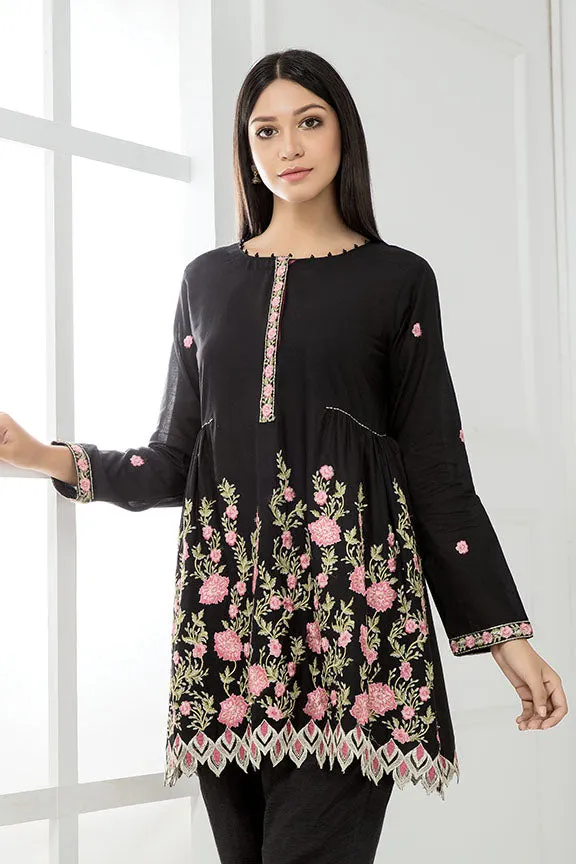 2279-BLACK EMBROIDERED LAWN STITCHED