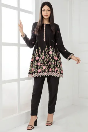 2279-BLACK EMBROIDERED LAWN STITCHED