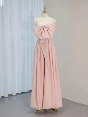 A-Line Satin Pink Long Prom Dress Formal Dress Elegant Evening Party Dress