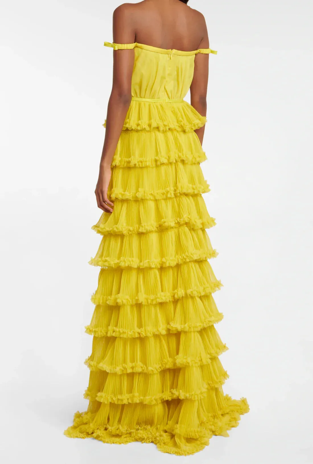 A-Line Tiered Tulle Off-The-Shoulder Long Prom Party Dress Evening Dress Formal Dress