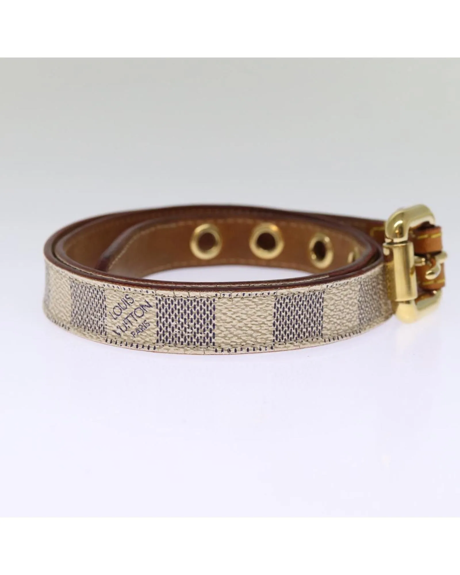 Authentic Damier Azur Canvas Belt with LV Logo Buckle