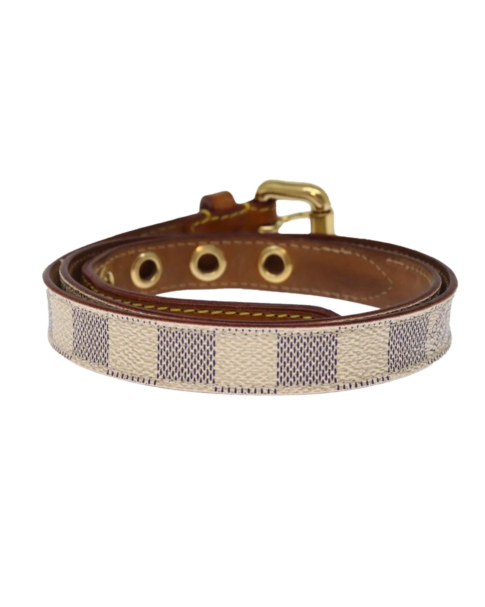 Authentic Damier Azur Canvas Belt with LV Logo Buckle