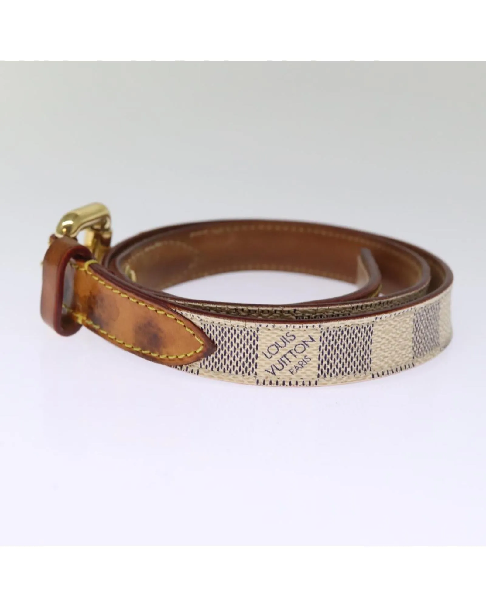Authentic Damier Azur Canvas Belt with LV Logo Buckle
