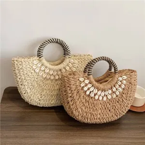 Best Large Raffia Woven Straw Beach Bag-Showtown