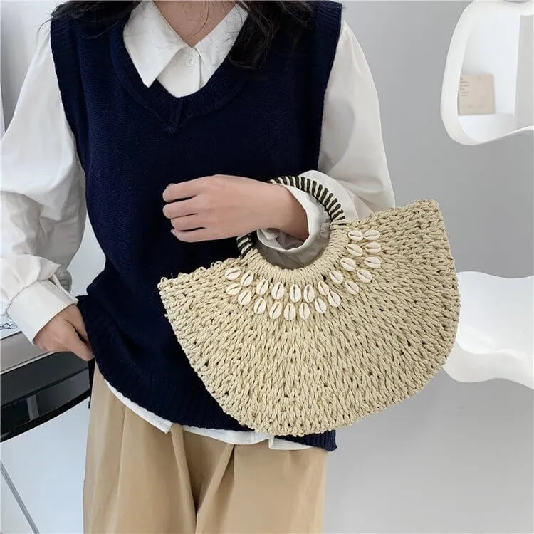Best Large Raffia Woven Straw Beach Bag-Showtown