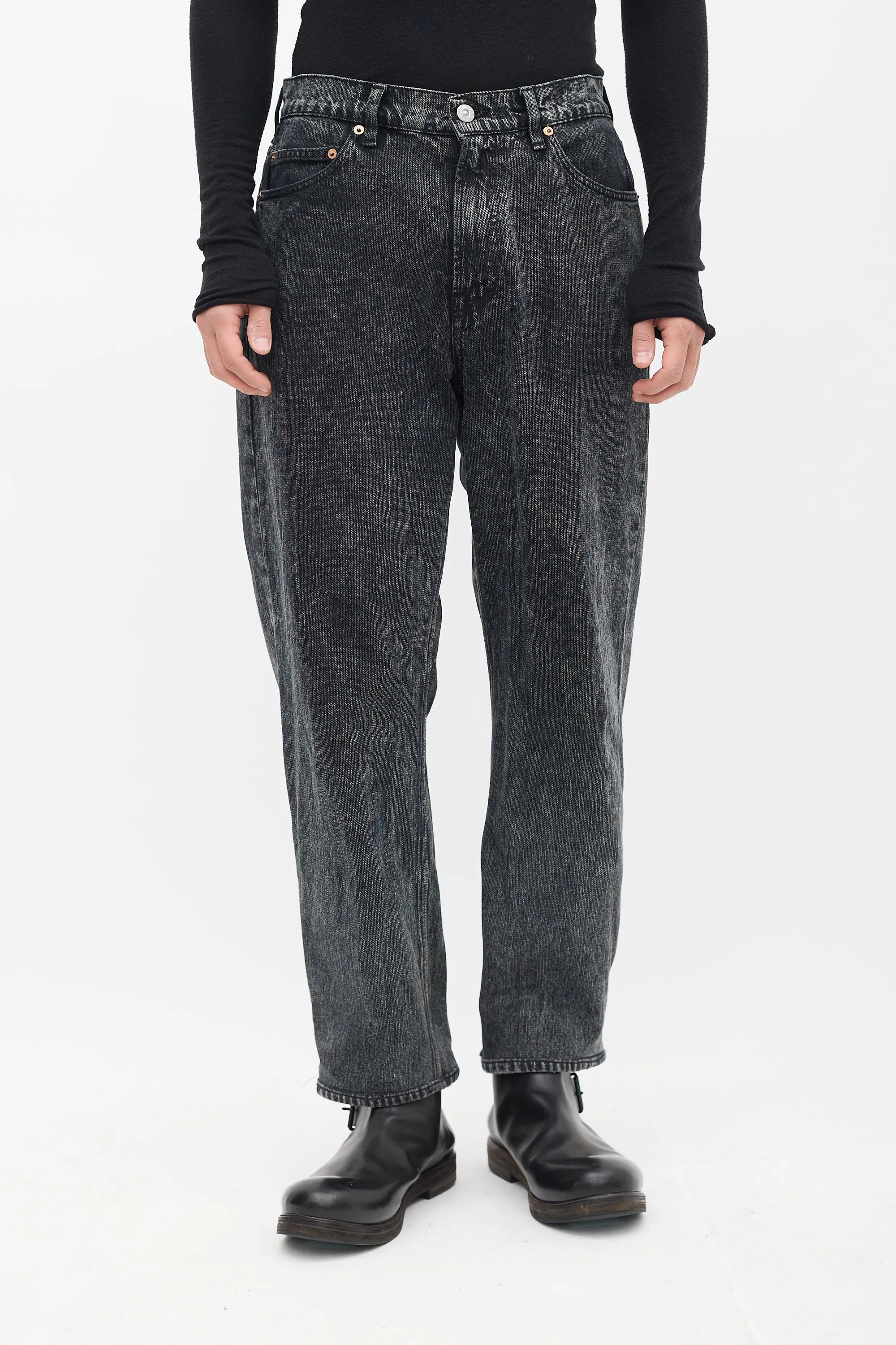Black Woven Formal Cut Jeans