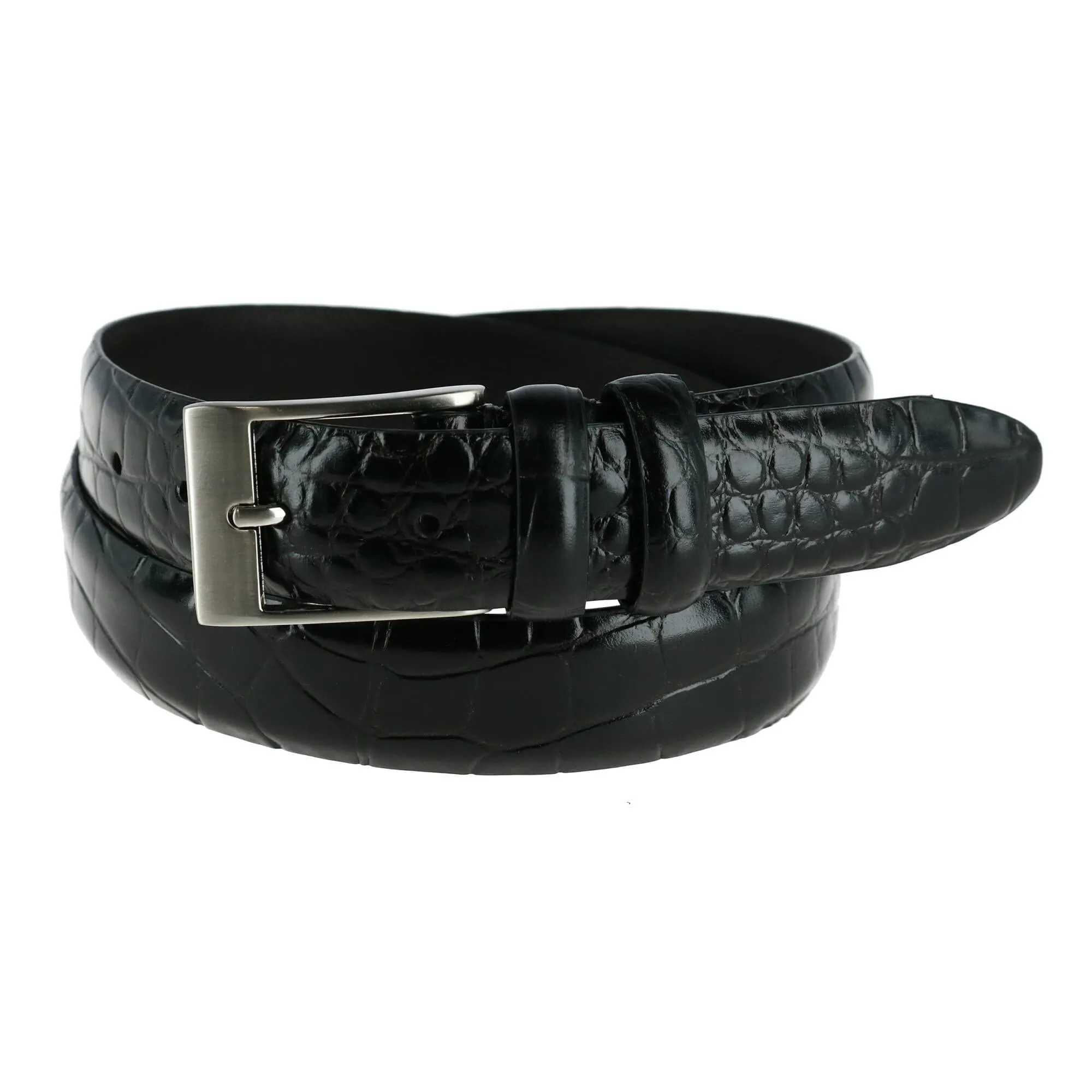 CTM® Men's Embossed Leather Croc Print Belt