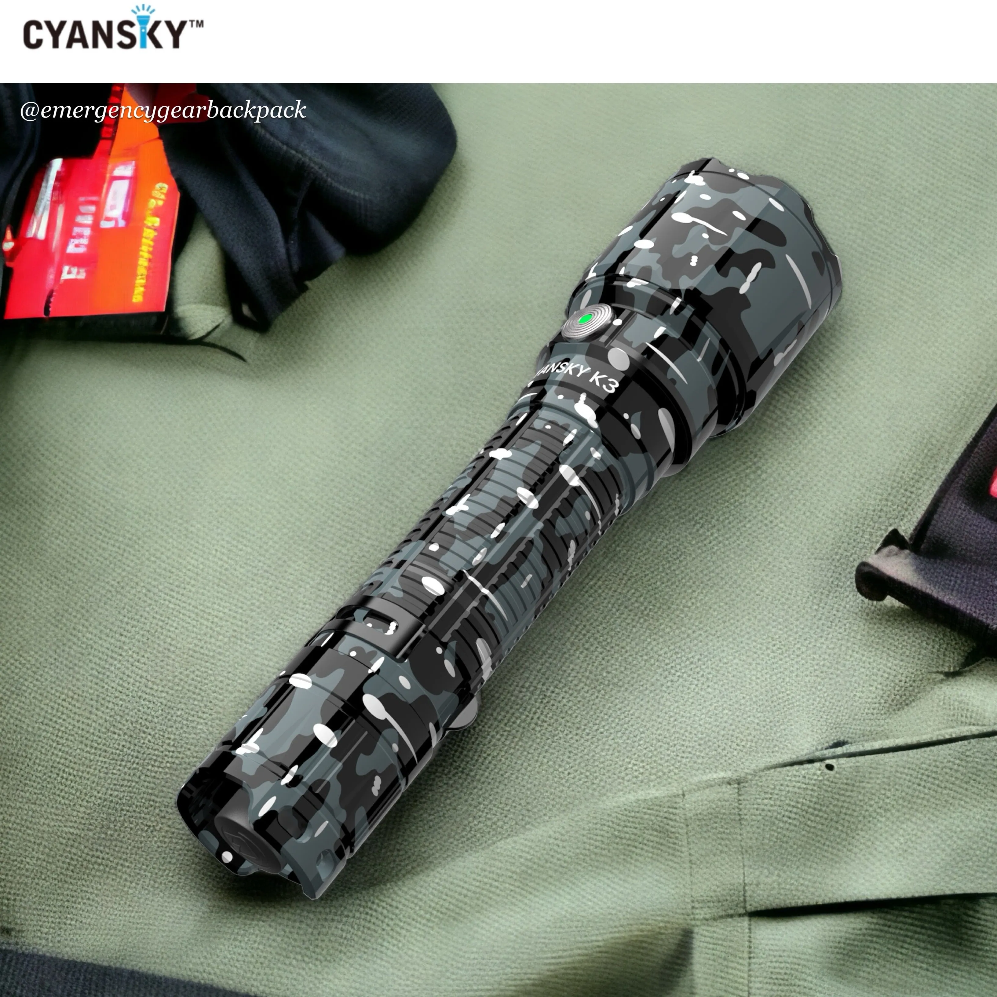 Cyansky K3 V2.0 Tactical Flashlight 2000LMS 700M