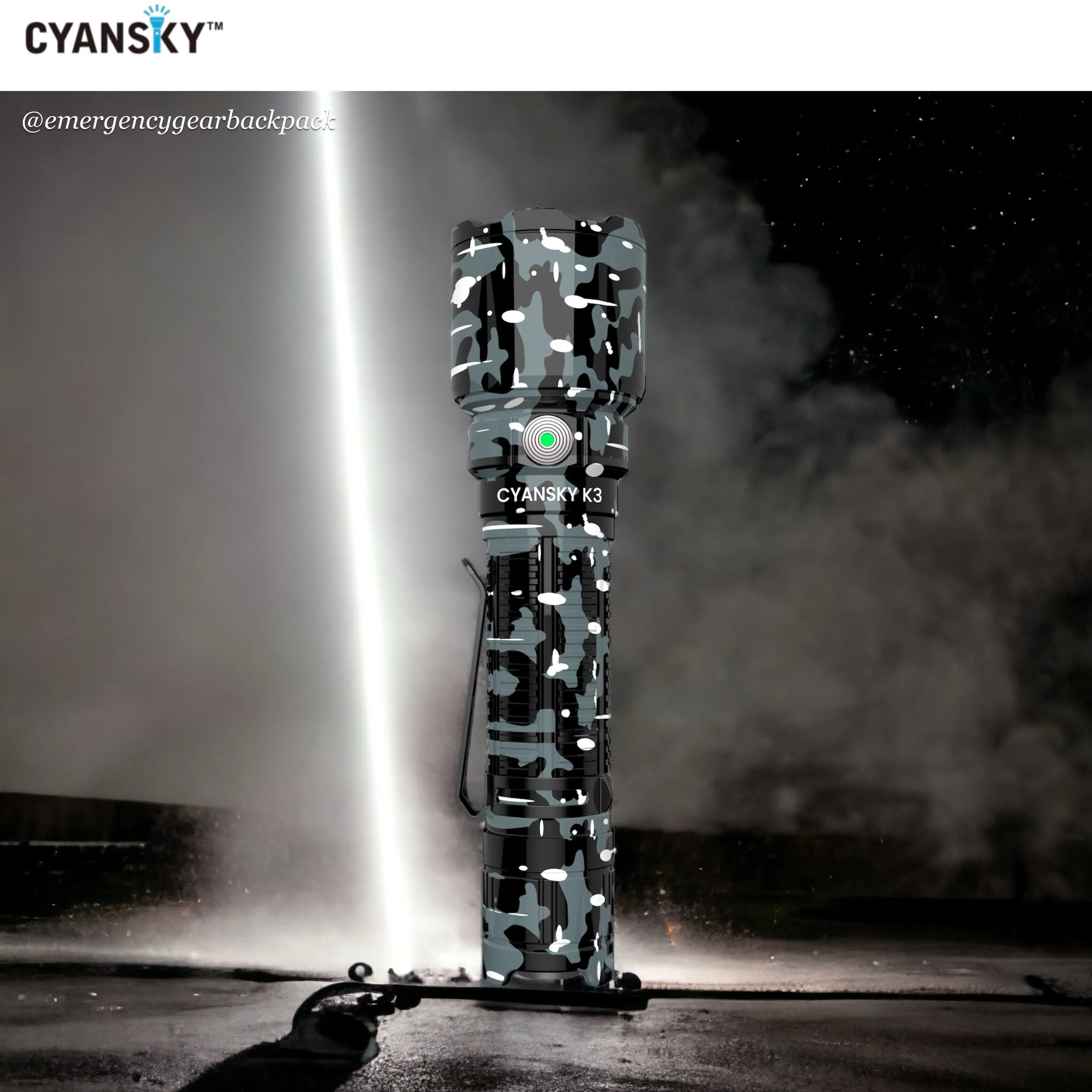 Cyansky K3 V2.0 Tactical Flashlight 2000LMS 700M