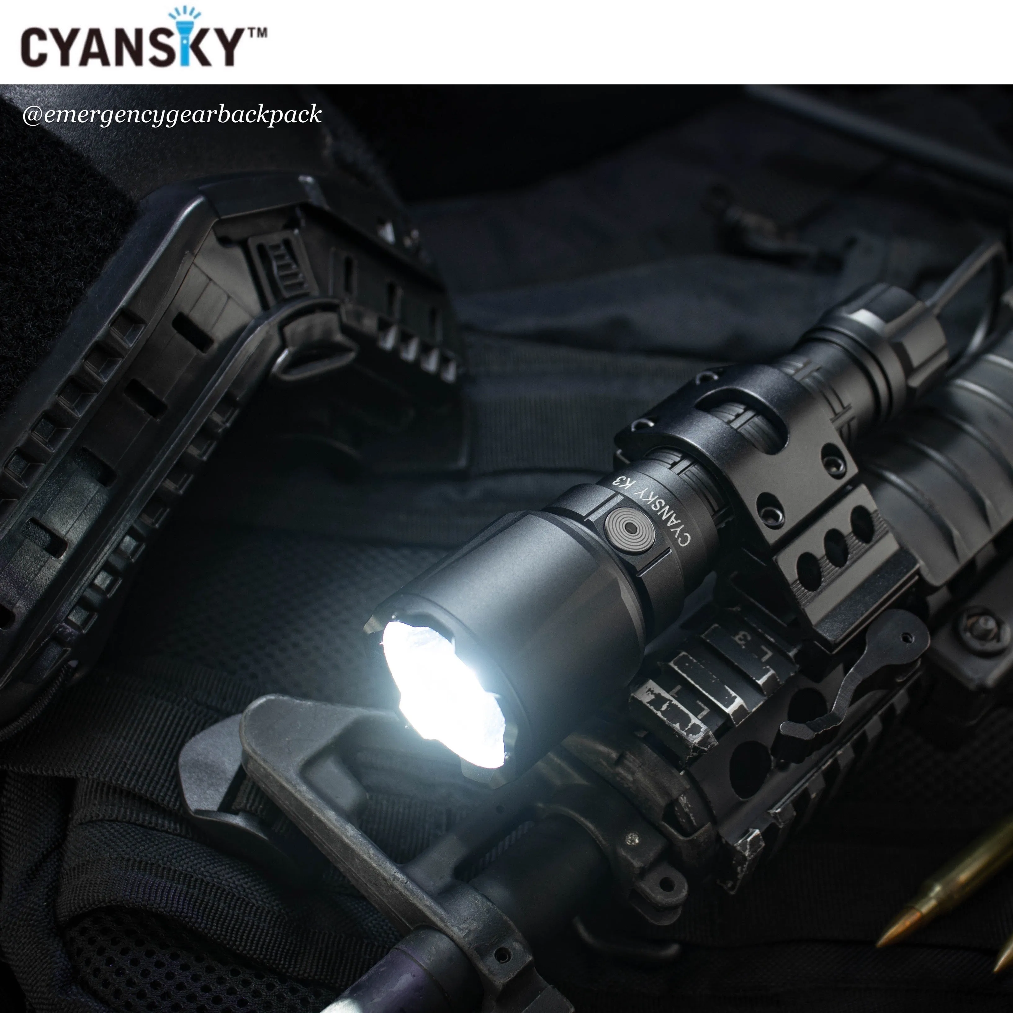 Cyansky K3 V2.0 Tactical Flashlight 2000LMS 700M