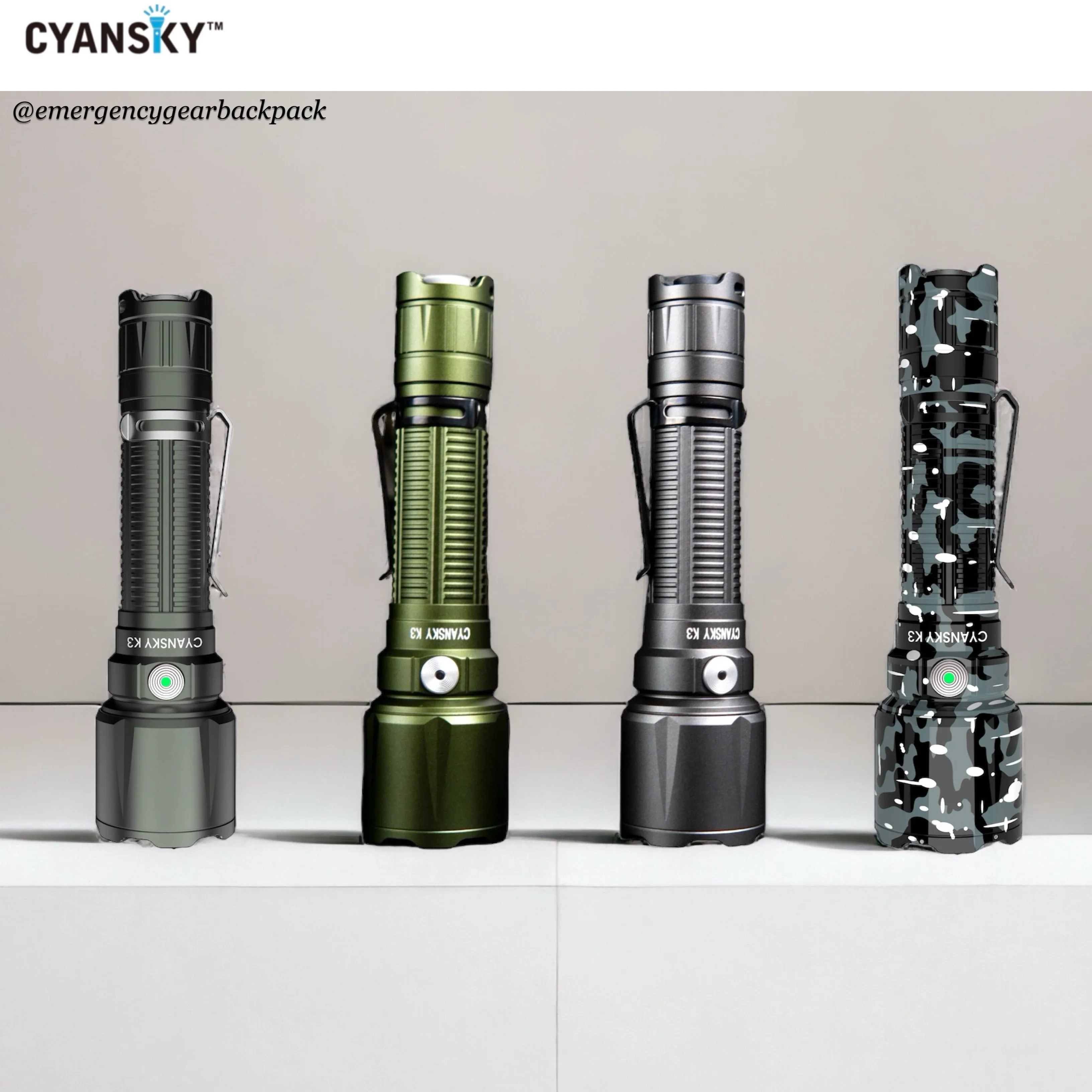 Cyansky K3 V2.0 Tactical Flashlight 2000LMS 700M