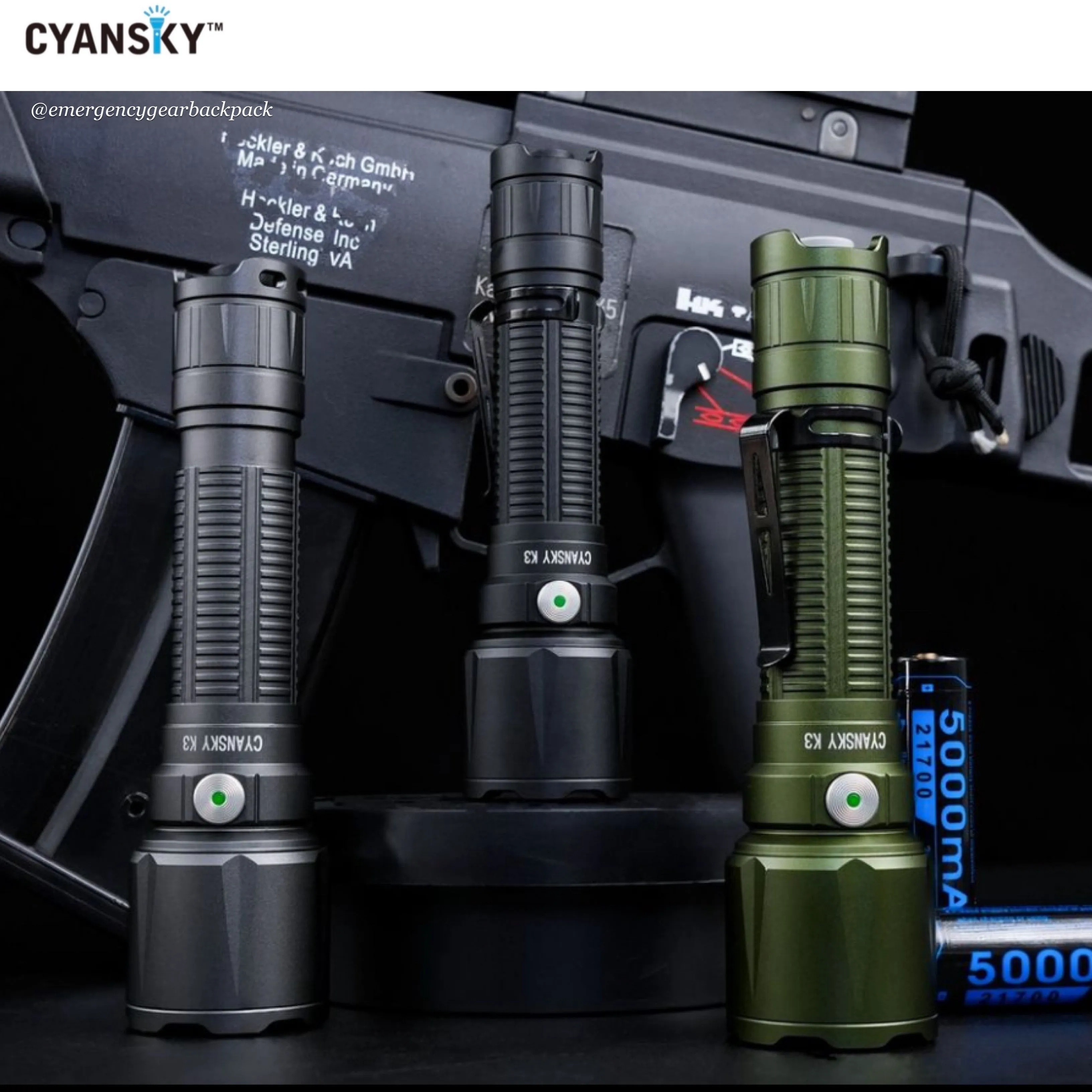 Cyansky K3 V2.0 Tactical Flashlight 2000LMS 700M