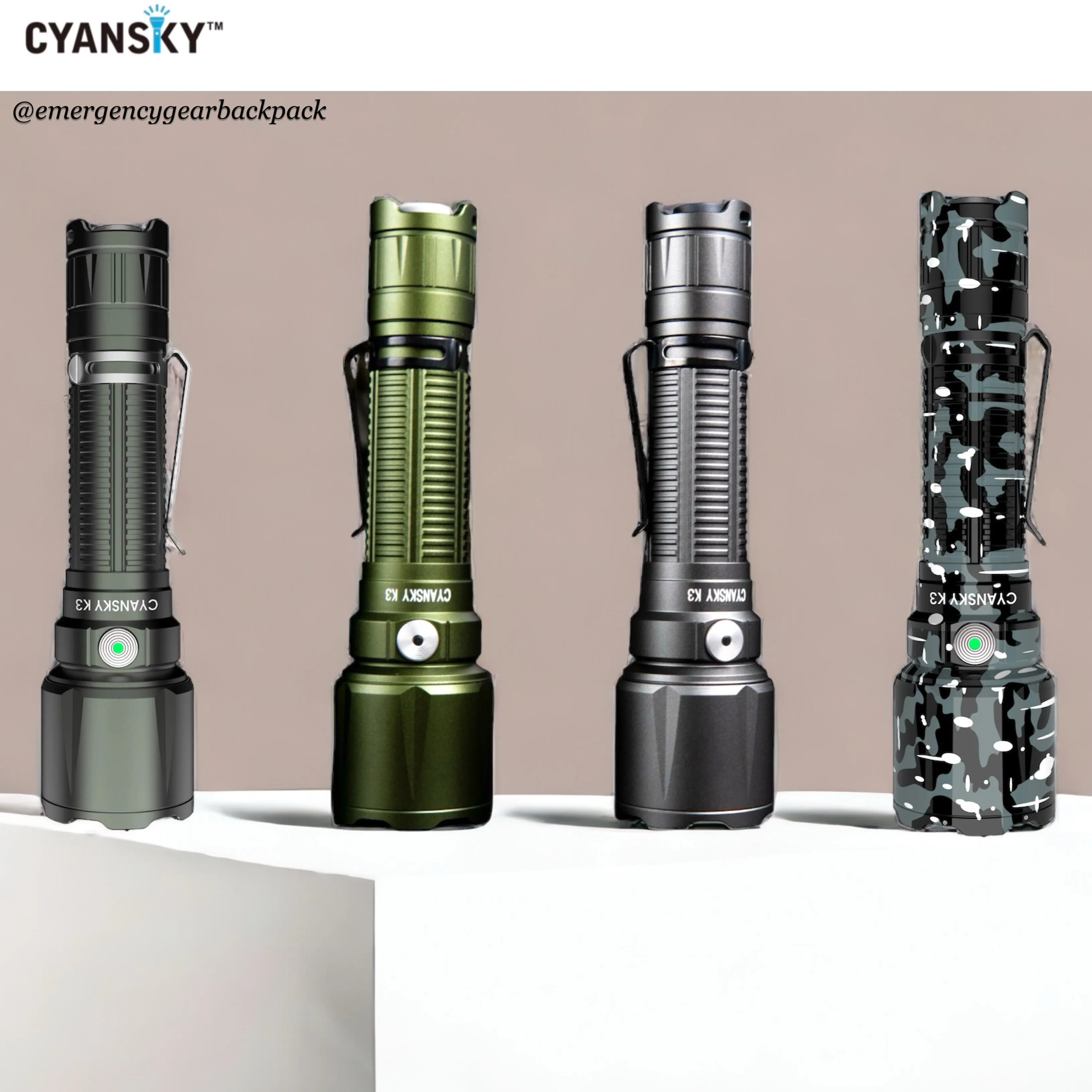 Cyansky K3 V2.0 Tactical Flashlight 2000LMS 700M