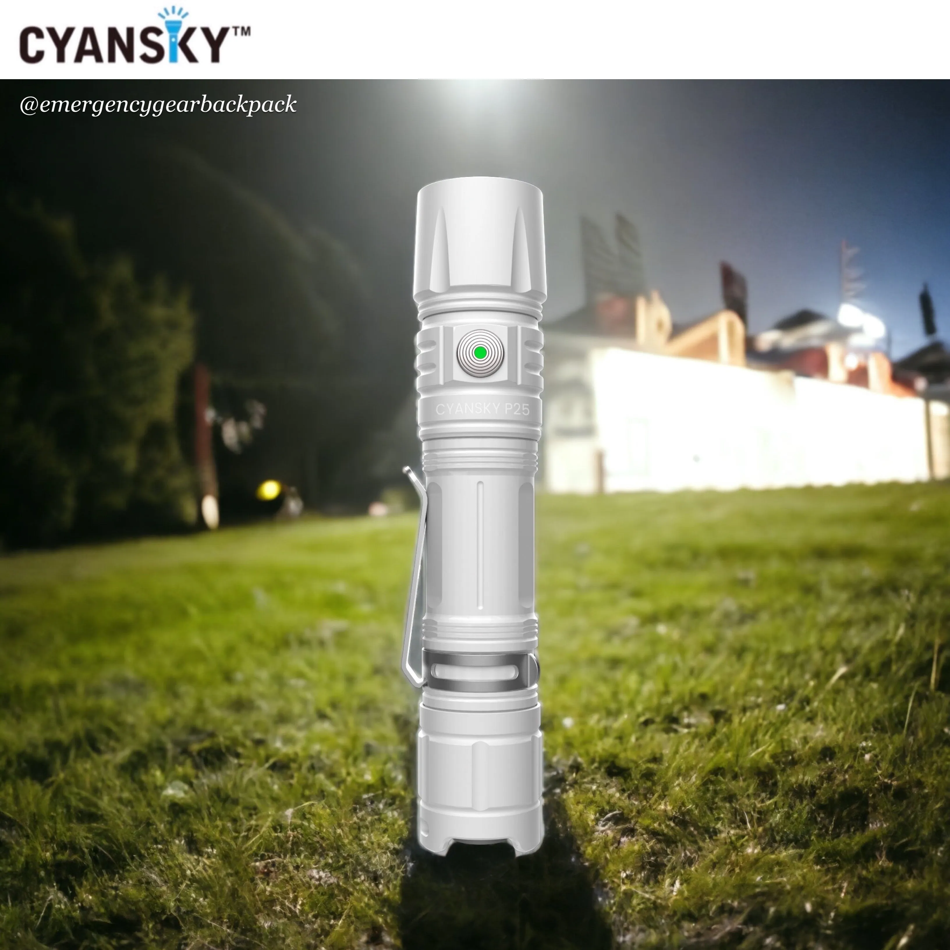 Cyansky P25 V2.0 Moon White Micro-arc Oxidation Outdoor Flashlight