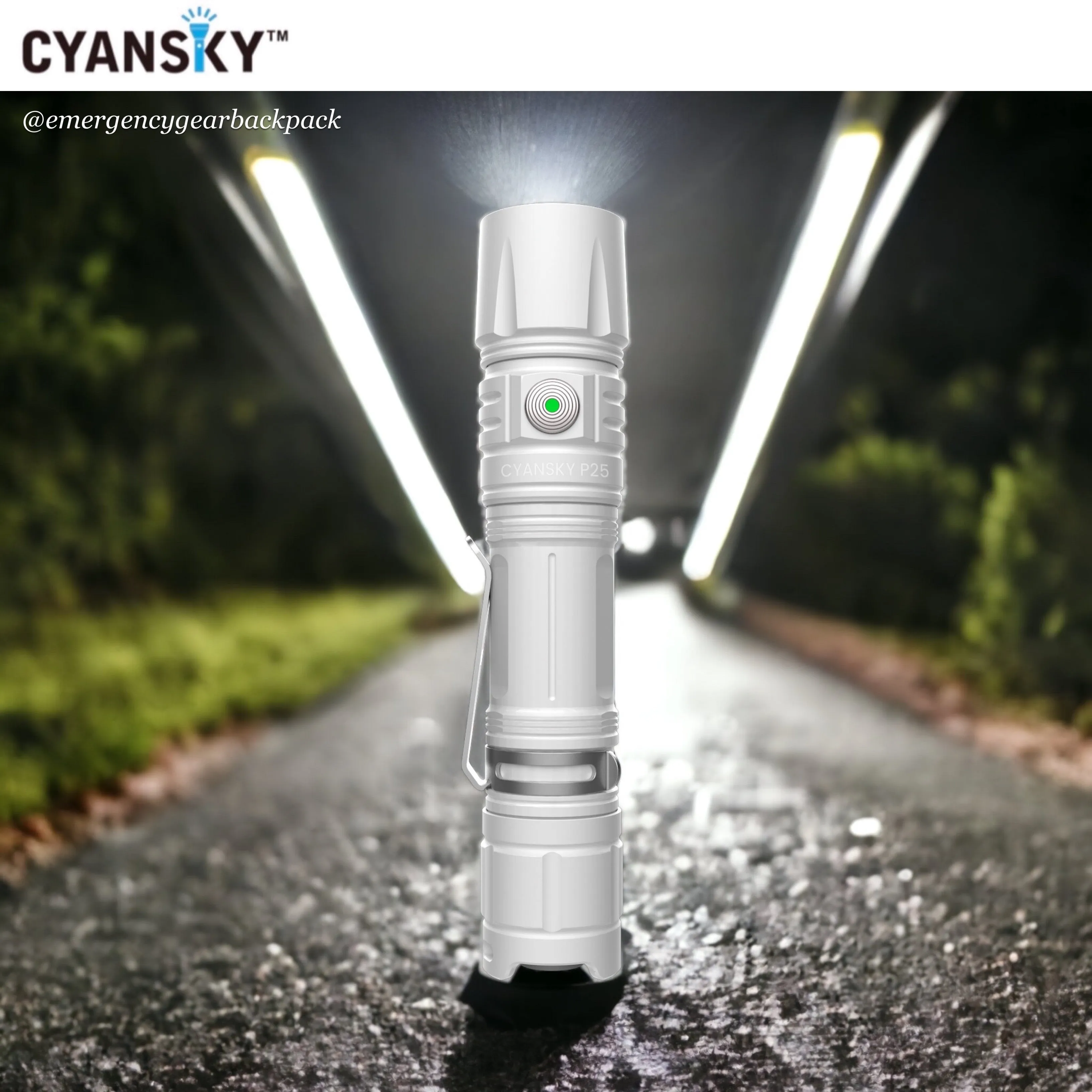 Cyansky P25 V2.0 Moon White Micro-arc Oxidation Outdoor Flashlight