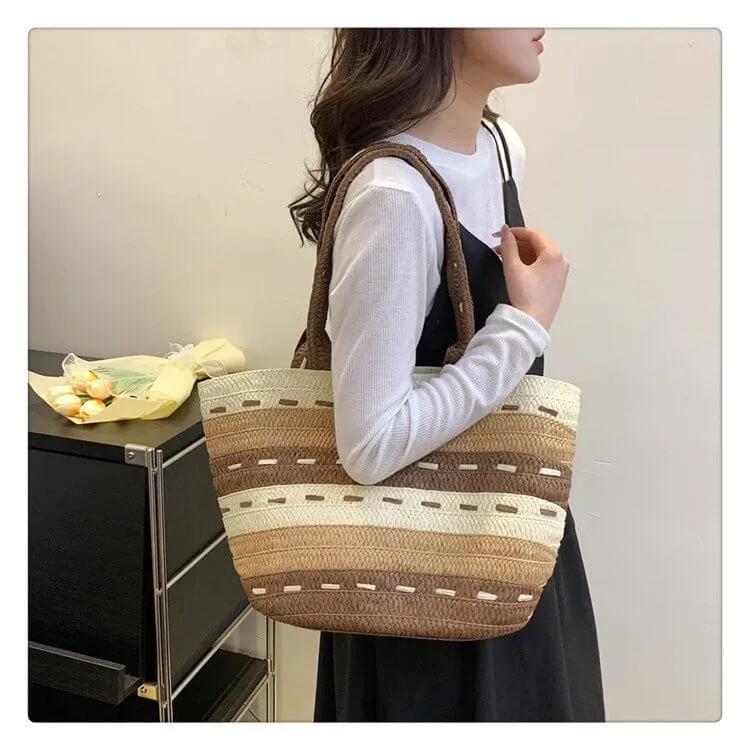 Large Oversized Straw Woven Tote Beach Bag-Showtown