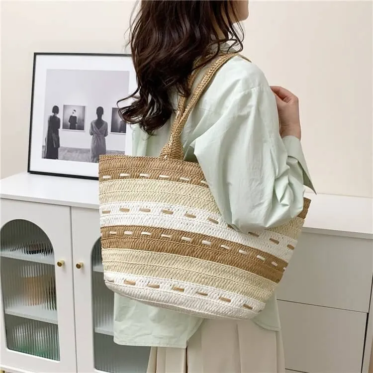 Large Oversized Straw Woven Tote Beach Bag-Showtown