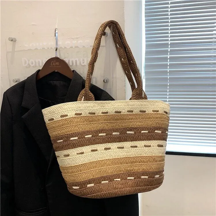 Large Oversized Straw Woven Tote Beach Bag-Showtown