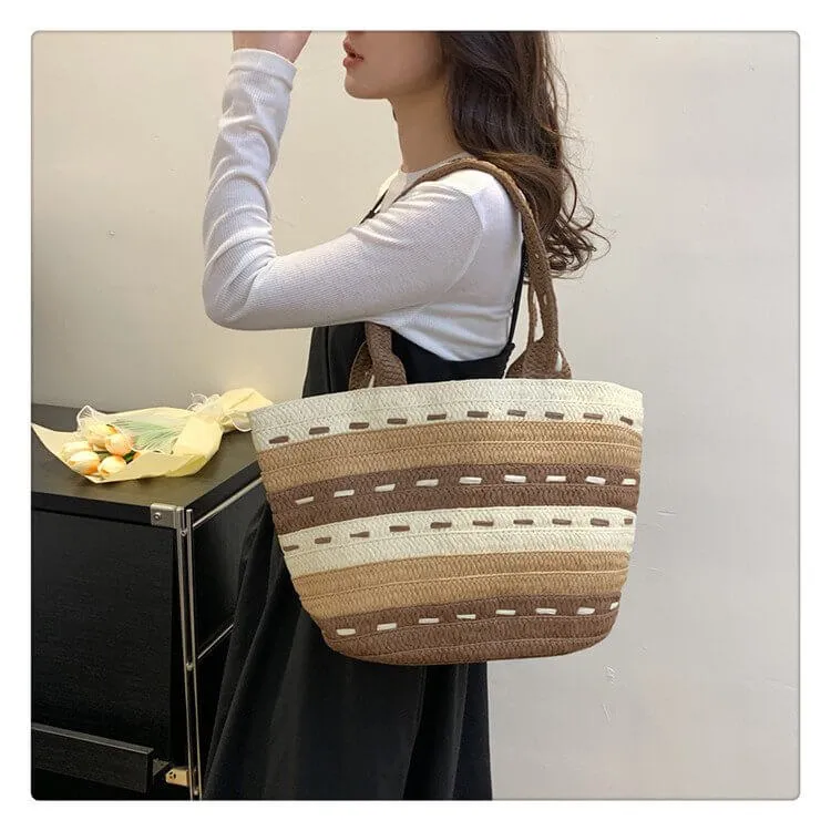 Large Oversized Straw Woven Tote Beach Bag-Showtown