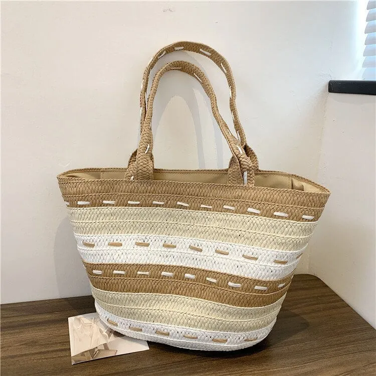 Large Oversized Straw Woven Tote Beach Bag-Showtown