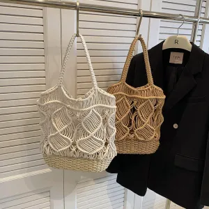 Large Soft Woven Straw Tote Beach Bag-Showtown