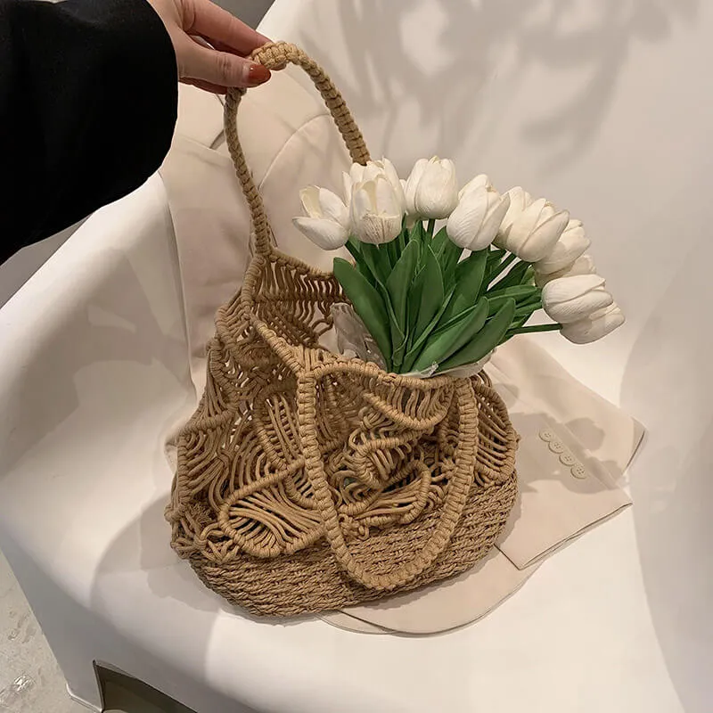 Large Soft Woven Straw Tote Beach Bag-Showtown