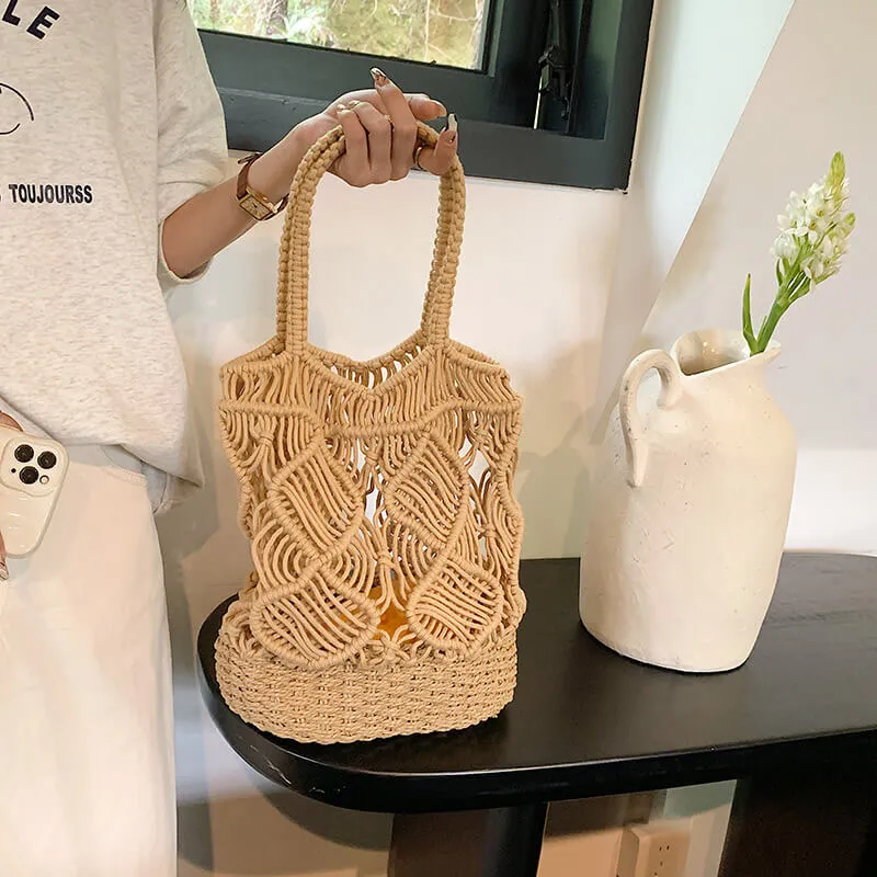 Large Soft Woven Straw Tote Beach Bag-Showtown