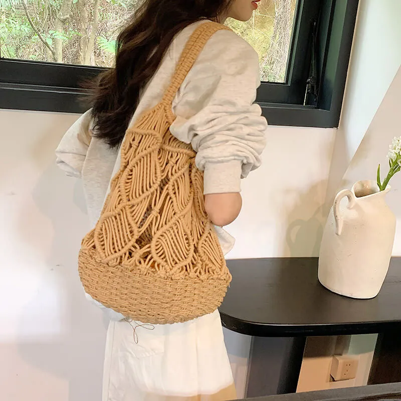 Large Soft Woven Straw Tote Beach Bag-Showtown