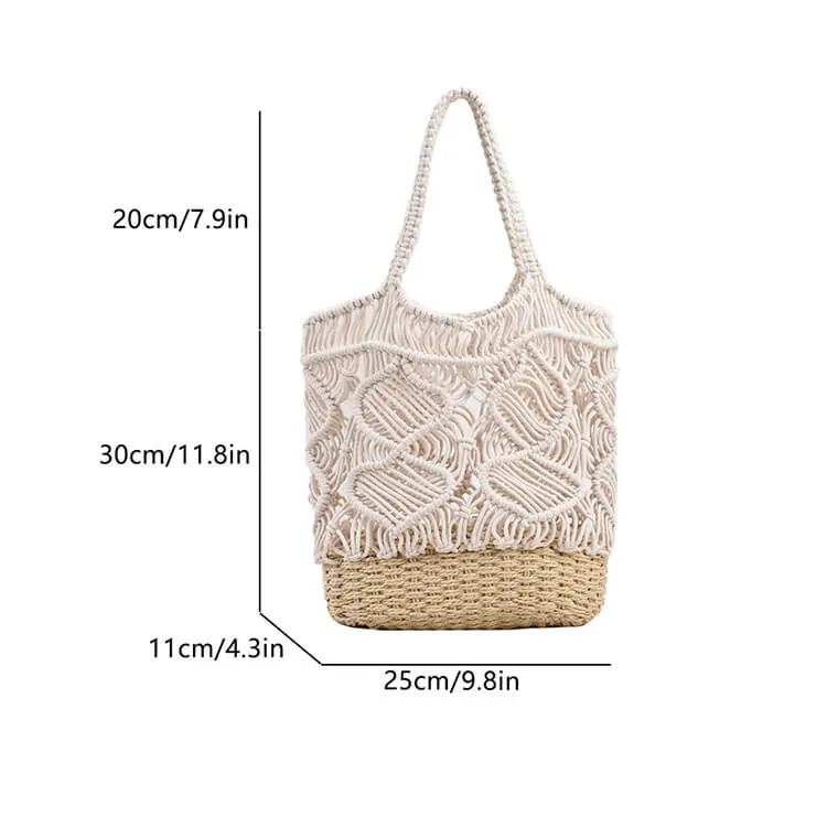 Large Soft Woven Straw Tote Beach Bag-Showtown