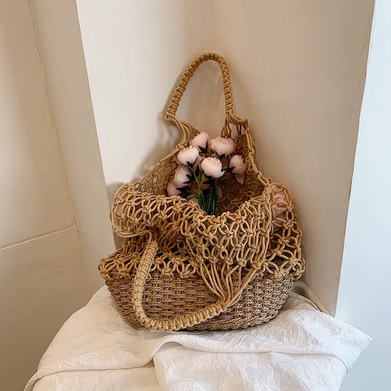 Large Woven Straw Beach Bag For Summer-Showtown