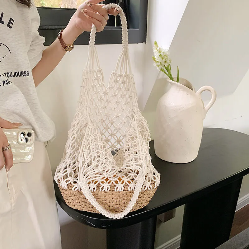 Large Woven Straw Beach Bag For Summer-Showtown