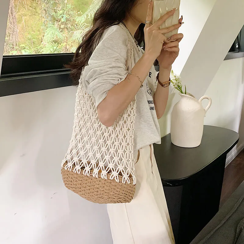 Large Woven Straw Beach Bag For Summer-Showtown