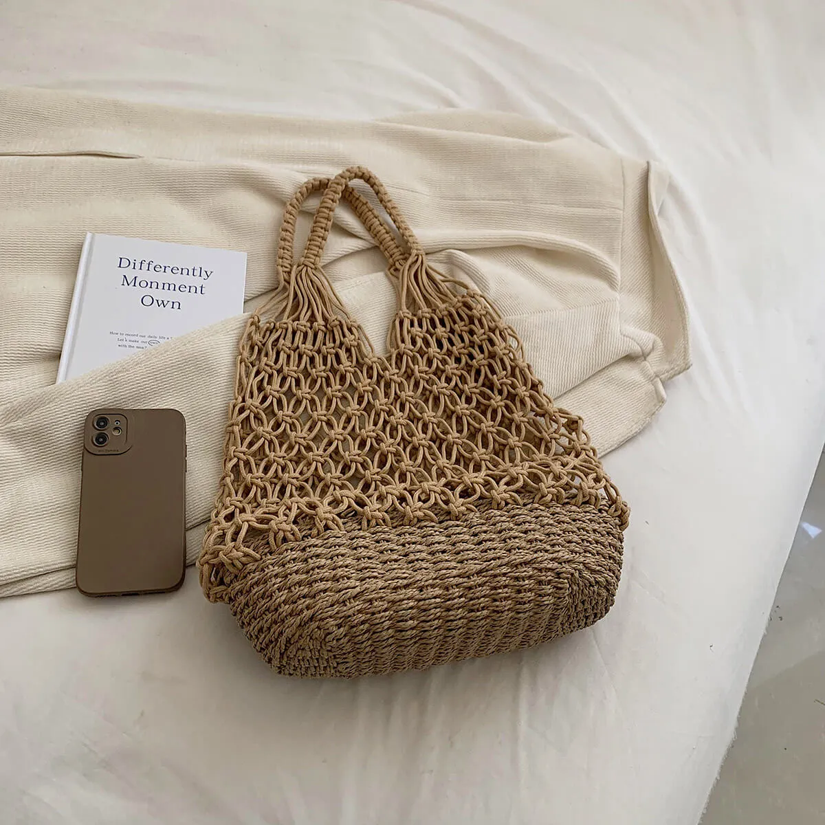 Large Woven Straw Beach Bag For Summer-Showtown