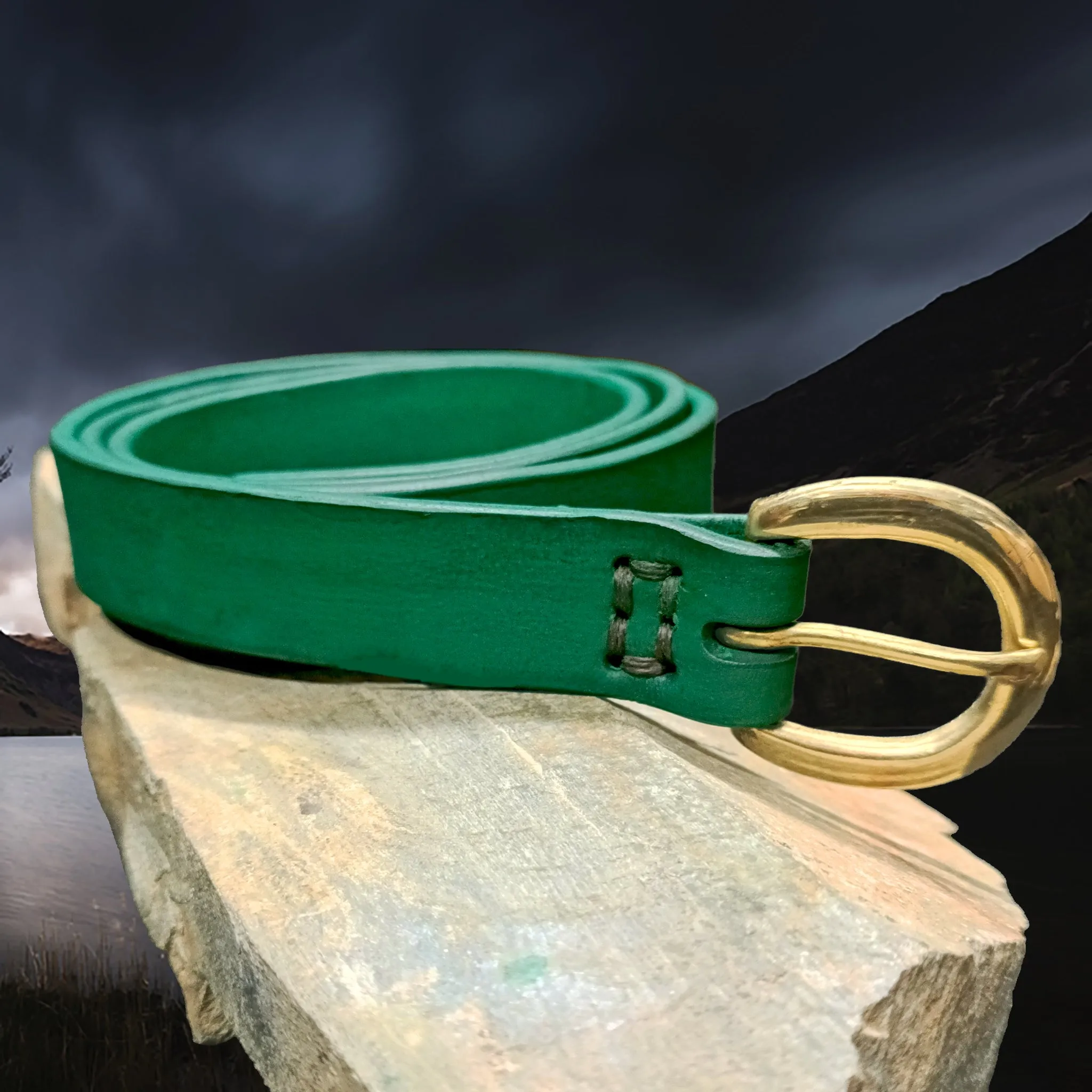 Leather Viking Belt with Brass Buckle