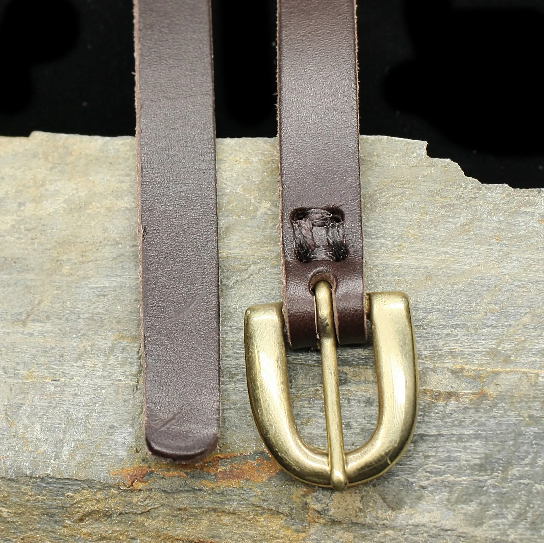 Leather Viking Belt with Brass Buckle
