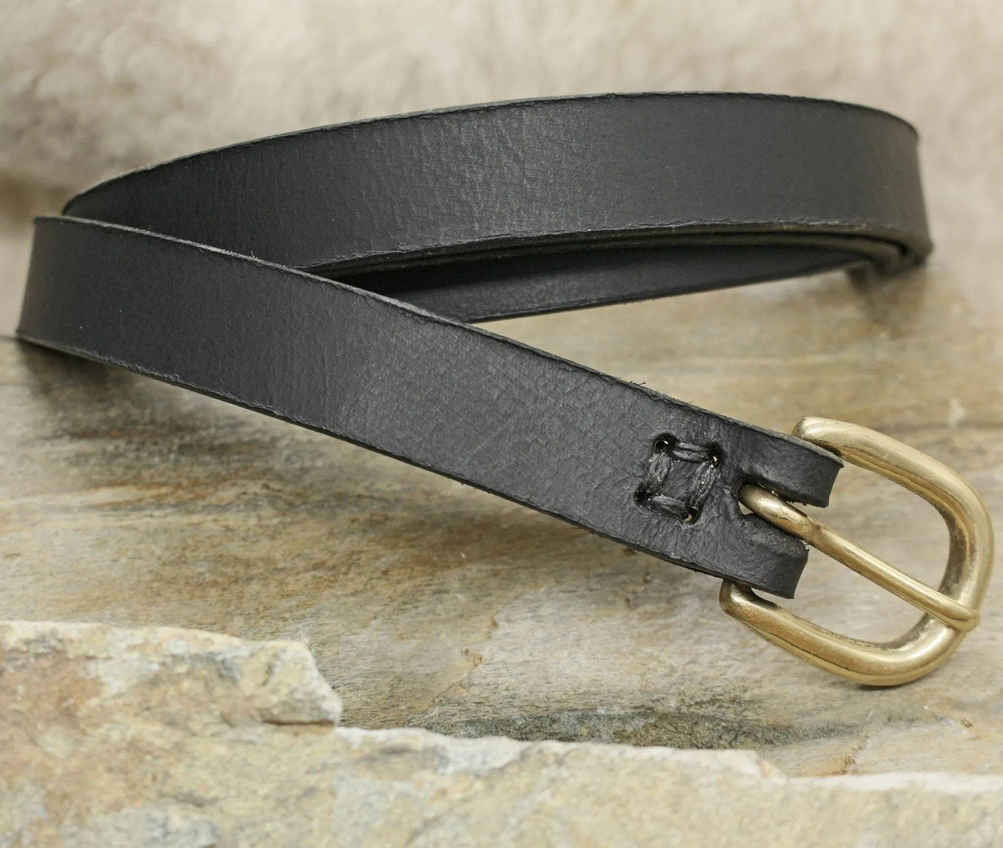 Leather Viking Belt with Brass Buckle