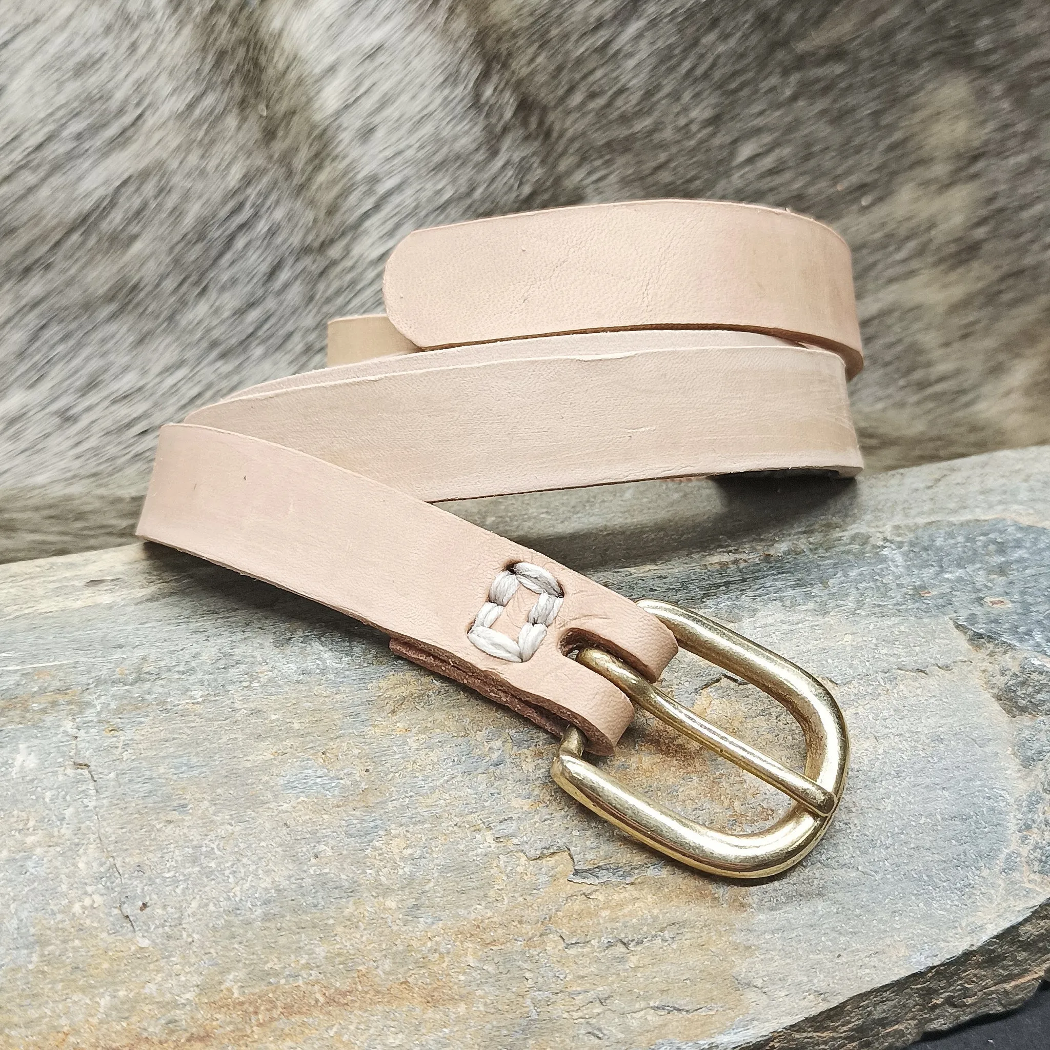 Leather Viking Belt with Brass Buckle