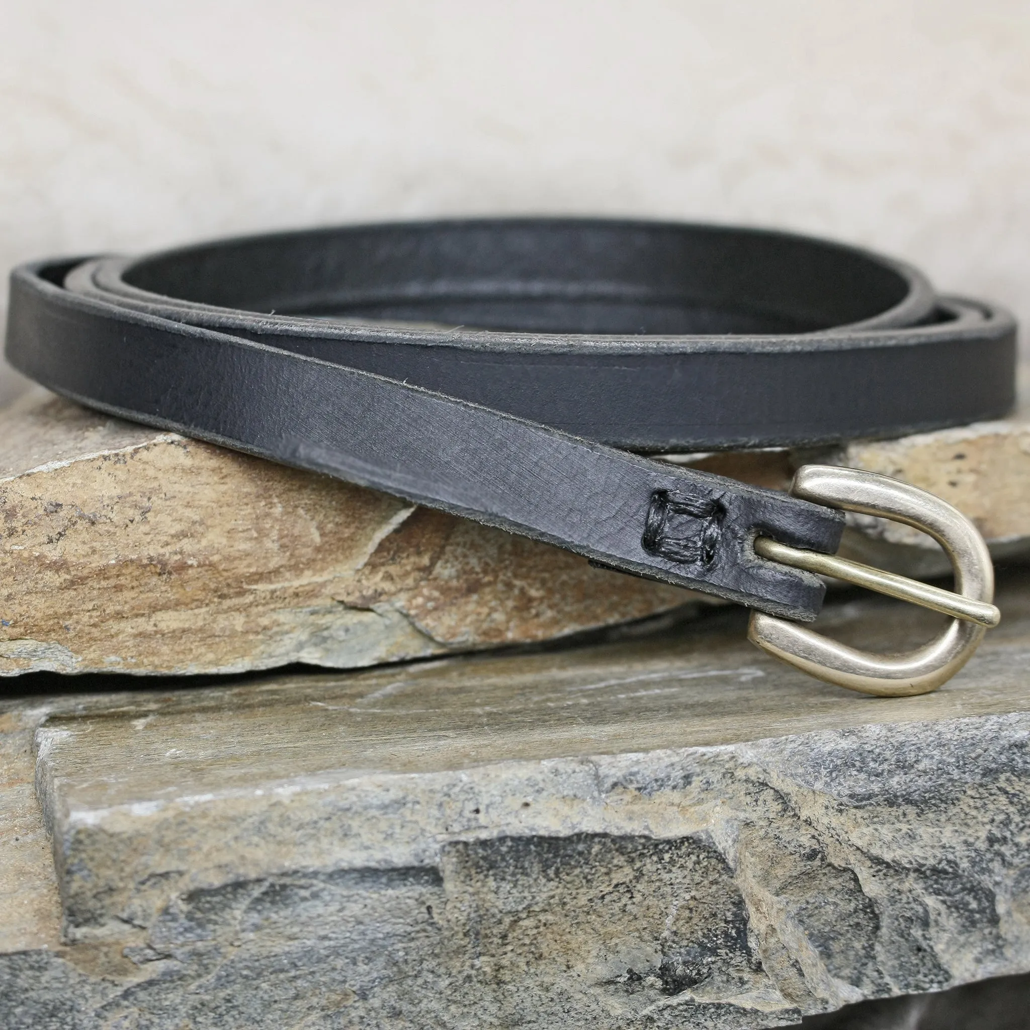 Leather Viking Belt with Brass Buckle