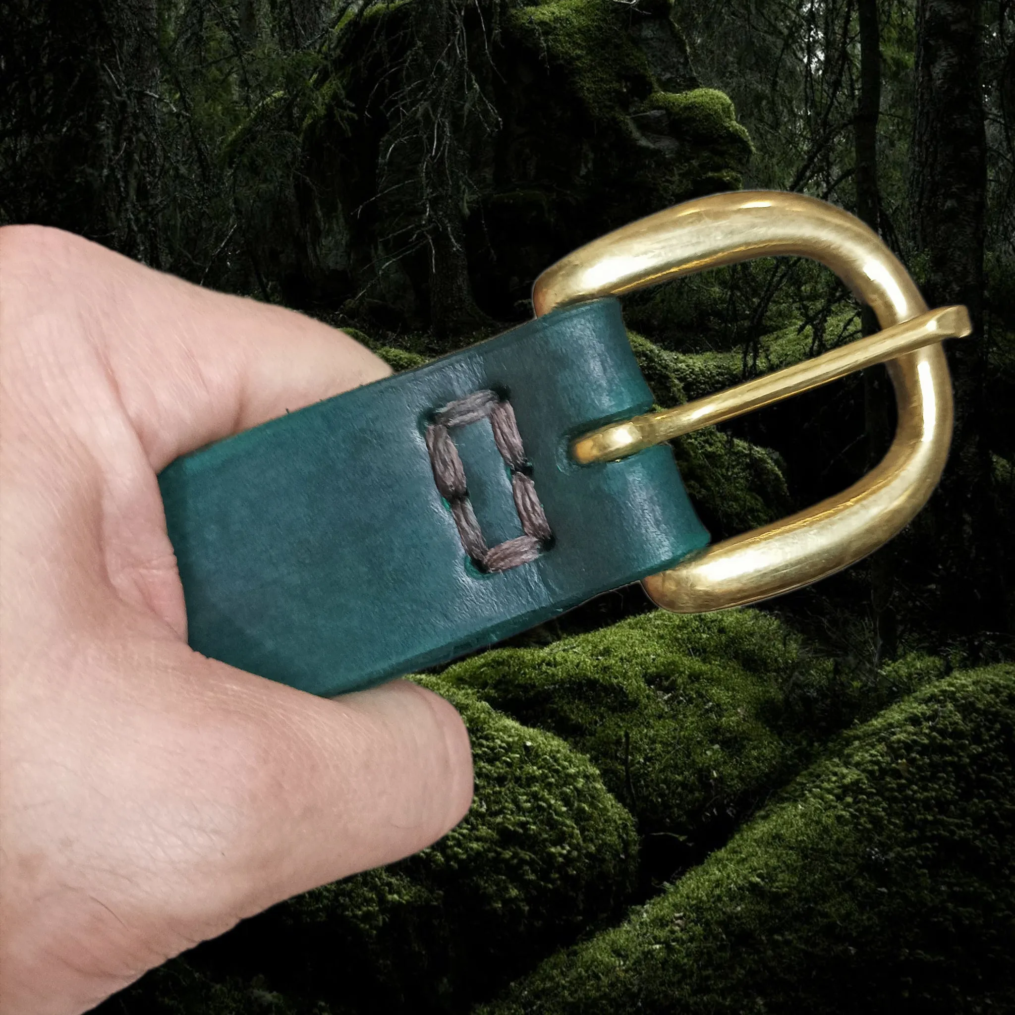 Leather Viking Belt with Brass Buckle