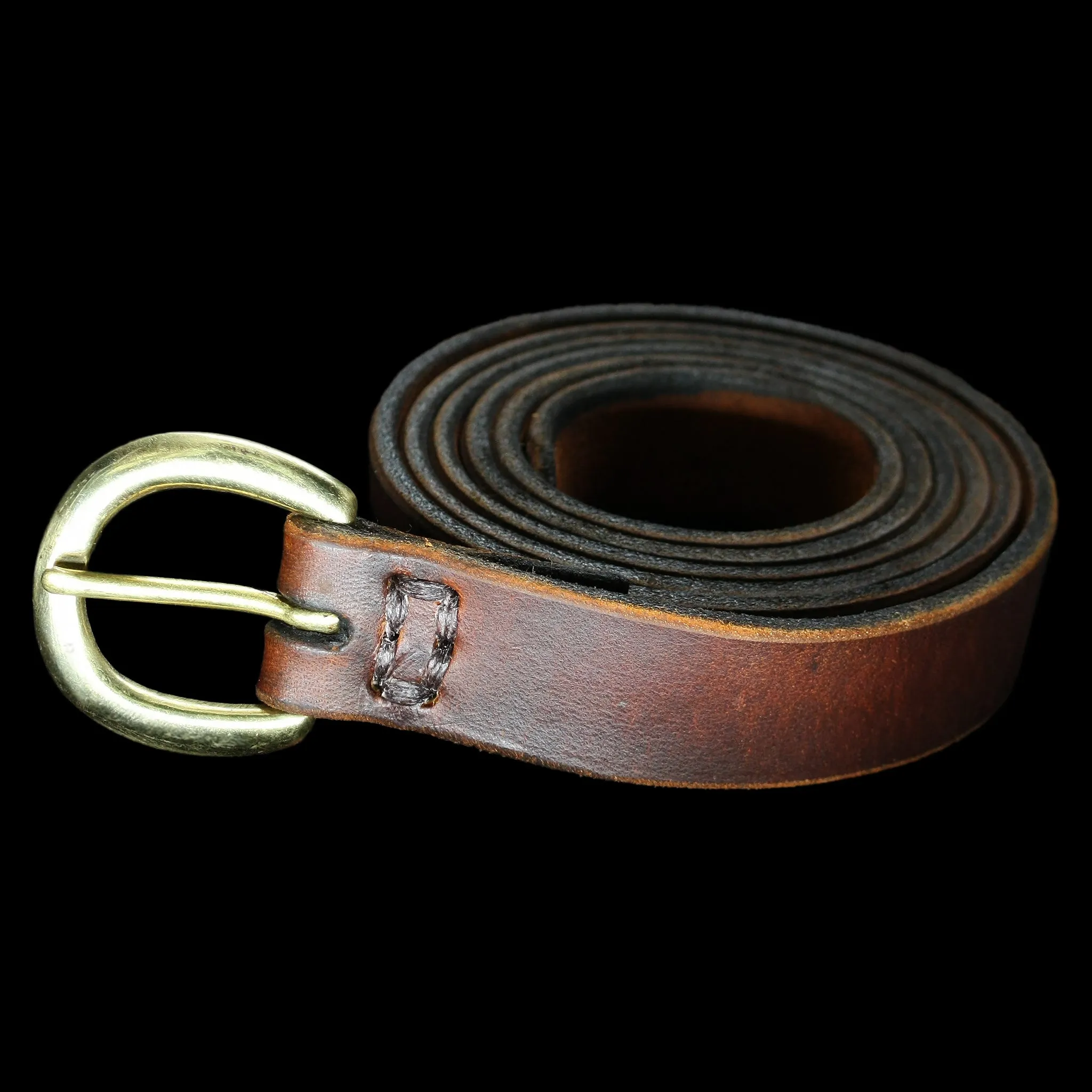 Leather Viking Belt with Brass Buckle