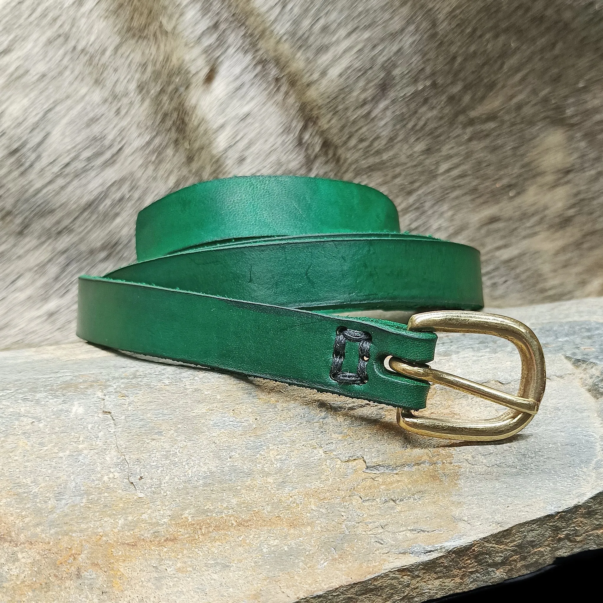 Leather Viking Belt with Brass Buckle