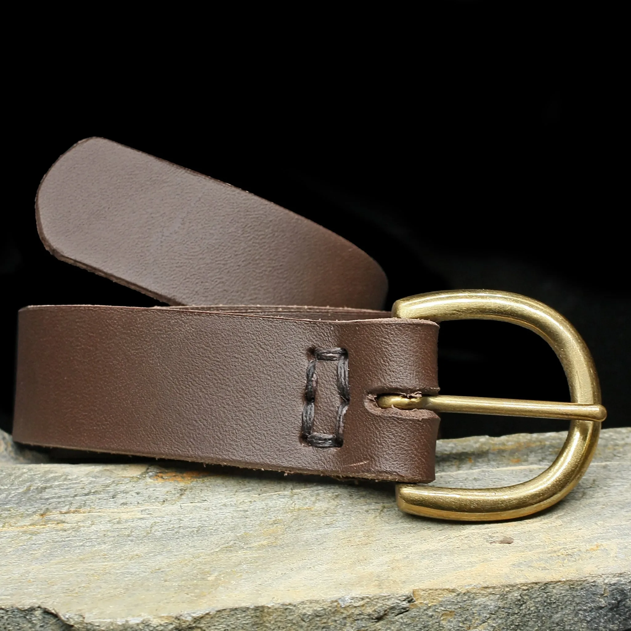 Leather Viking Belt with Brass Buckle