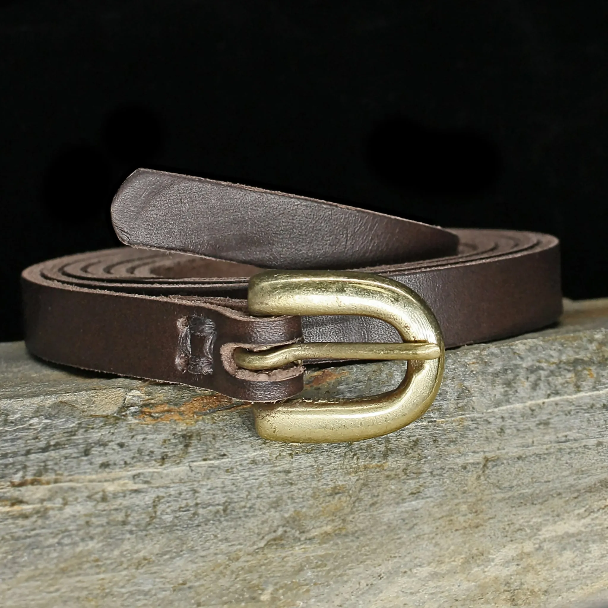 Leather Viking Belt with Brass Buckle