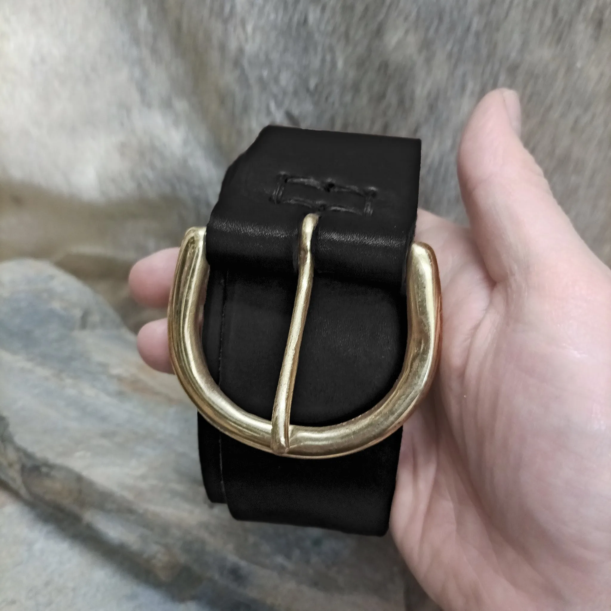 Leather Viking Belt with Brass Buckle