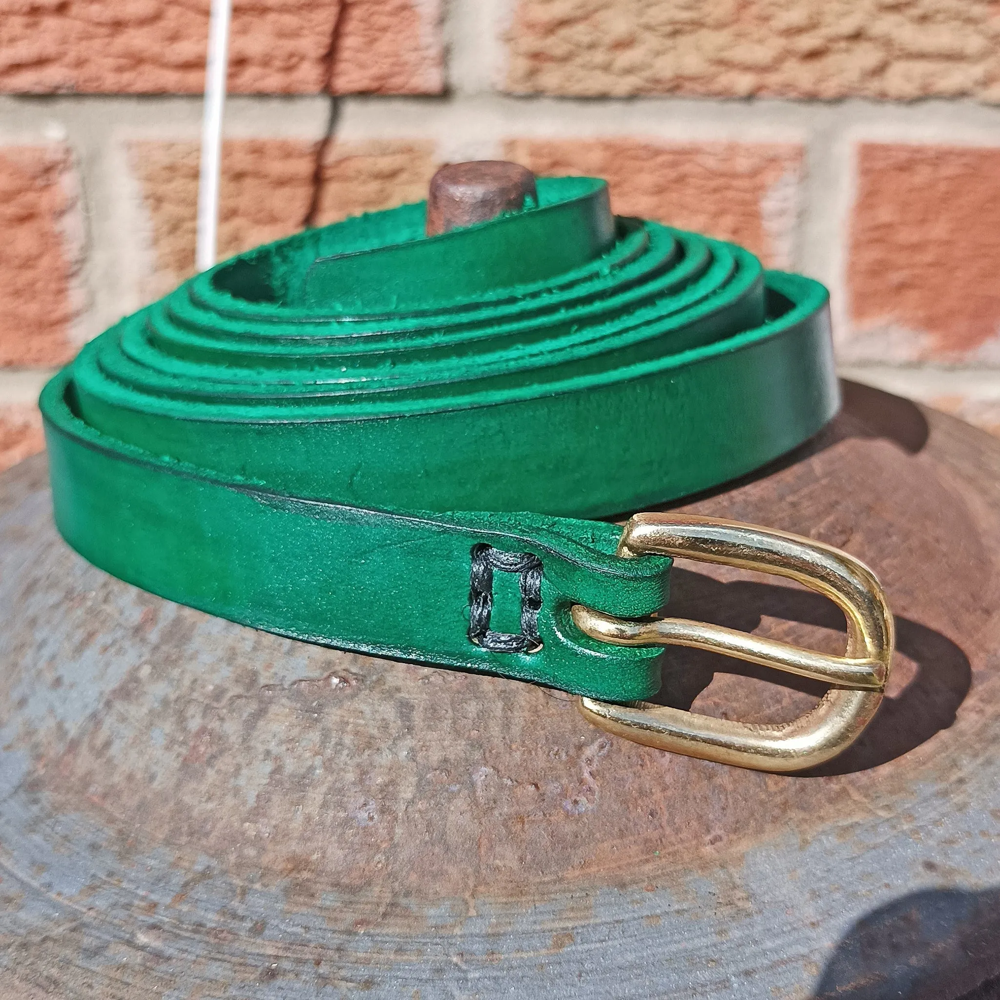 Leather Viking Belt with Brass Buckle