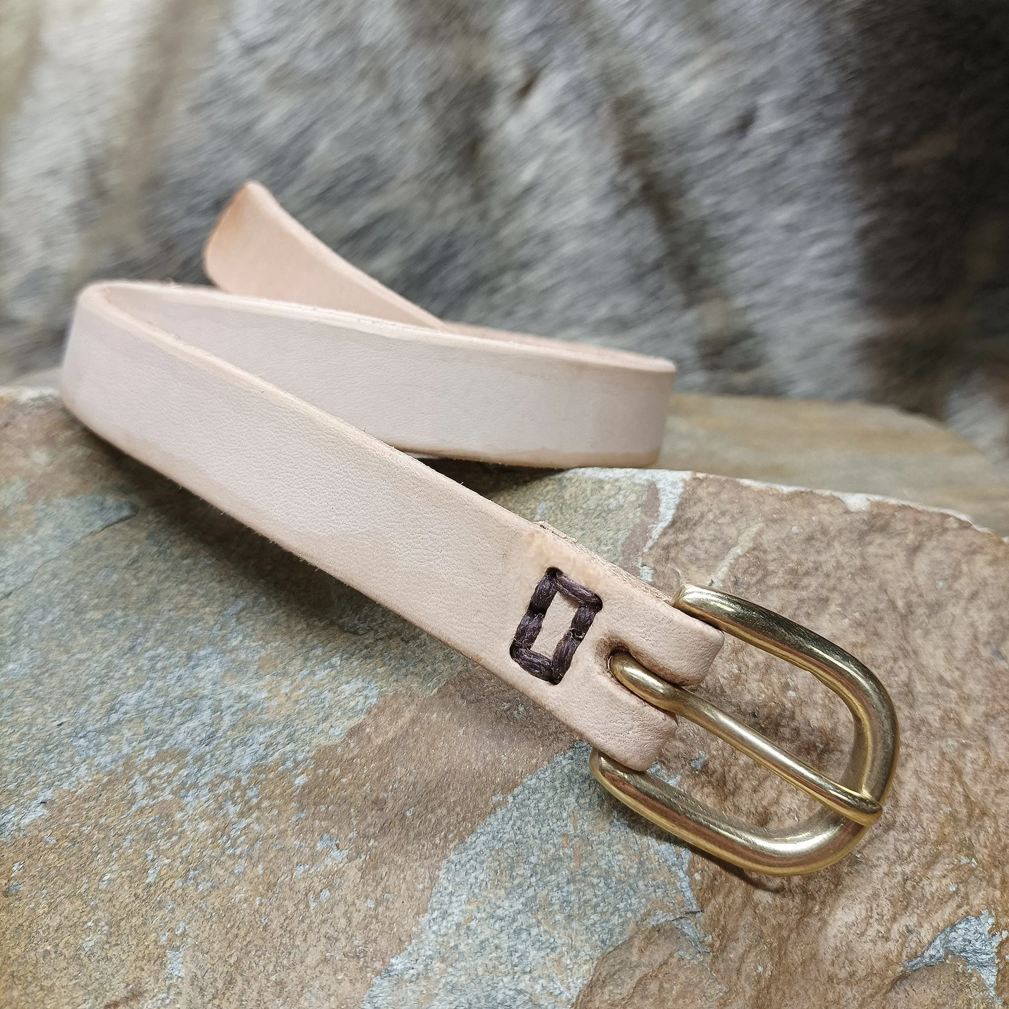 Leather Viking Belt with Brass Buckle